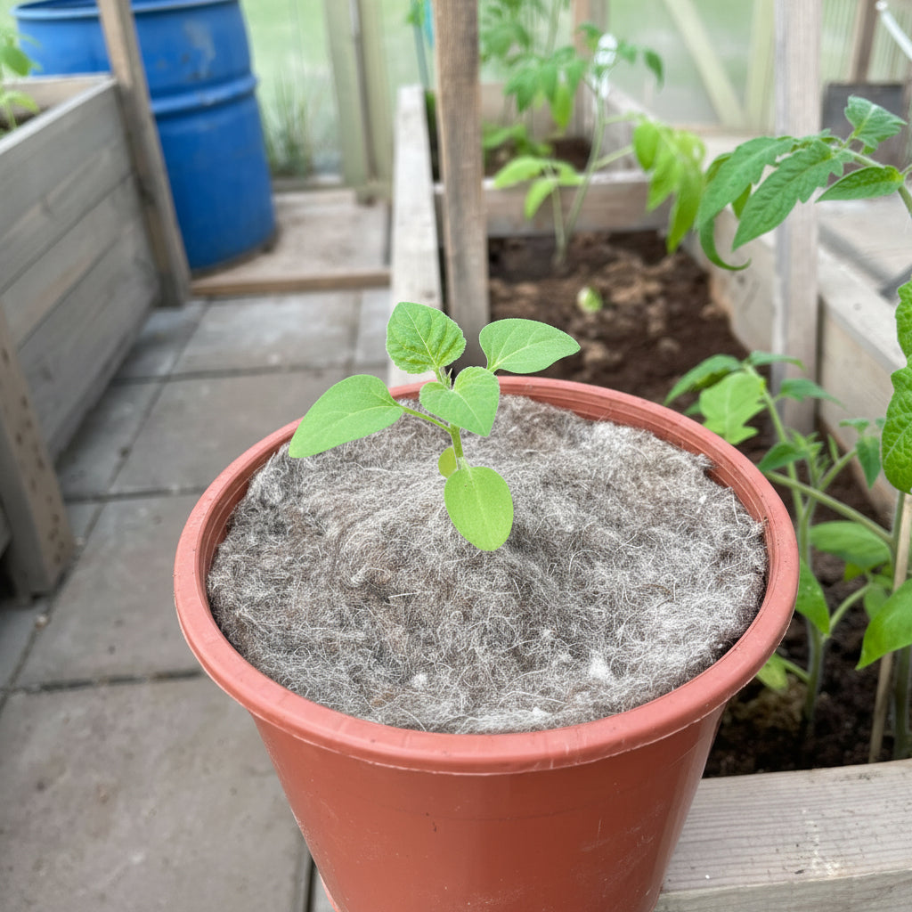 Lambavillast ketta näidis ümmarguses potis